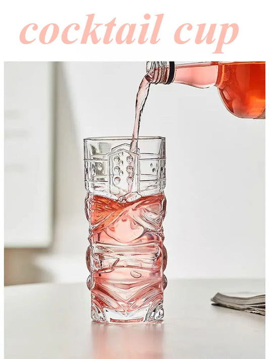 Tiki Grimace Cocktail Glass (420ml) | Hawaiian Style Crystal Bar Glass – product image