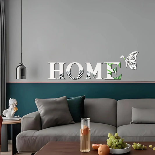 HOME 3D Mirror Wall Sticker | Modern Entrance Home Décor – product image