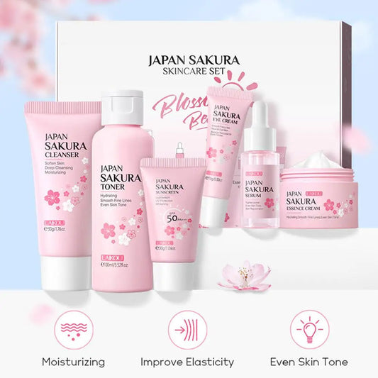 6-Piece Sakura Skin Care Set | Cleanser, Serum, Eye Cream & Sunscreen – product image