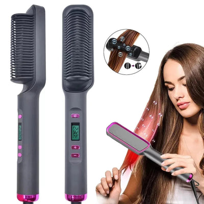 Multifunctional Electric Hair Straightening Comb. Anti-Scald & Negative Ion Styling Brush